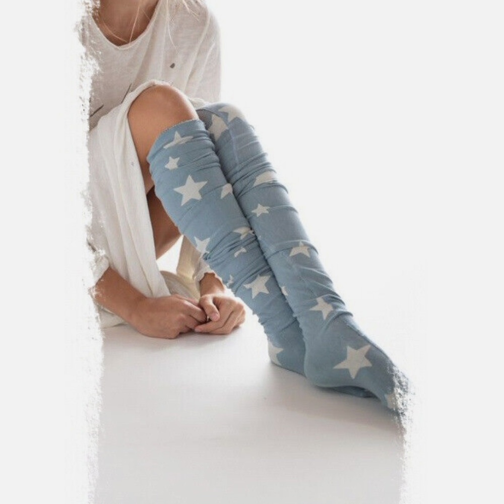 Magnolia Pearl Karolina French Seam Stockings in Texas Sky Rare Color Retired